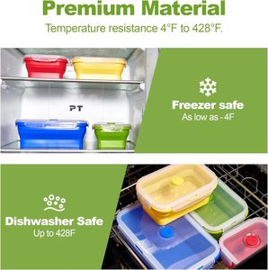 4 katlanabilir S-K048 saklama kabı silikon gıda Set Bento yemek kabı - Product Image 5