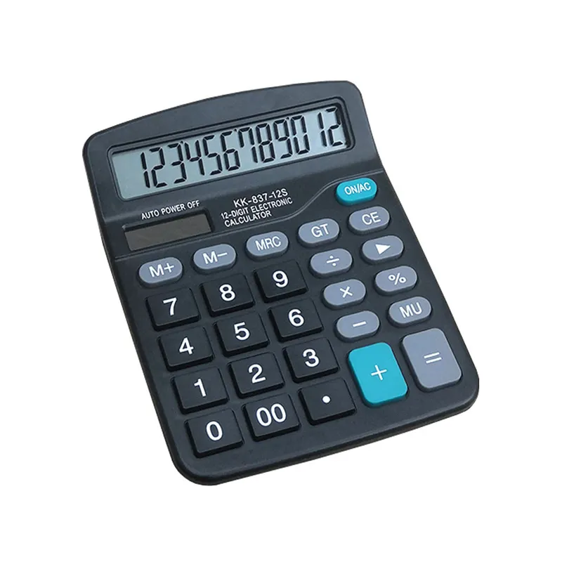Calculadora eletrônica com tela LCD grande, calculadora científica de mesa para escritório e negócios, escola e bateria solar