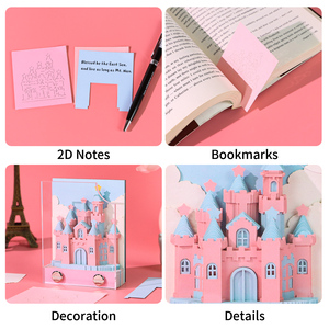 Regalo promocional Recuerdo Notas 3D Cubo de papel Castillo Rosa Modelo 3D rasgado a mano Bloc de notas oculto para regalo promocional - Product Image 6