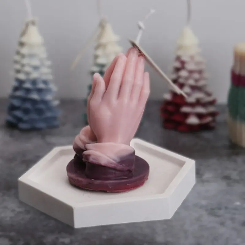 Mettere le mani insieme per la preghiera profumata candela del silicone della muffa Handmade Candela Che Fa Stampo In Resina Molde de silicona para velas