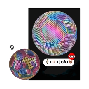 Toptan özel logo sentetik PU eğitim maç karanlık futbol topu floresan yansıtıcı kızdırma futbol topu