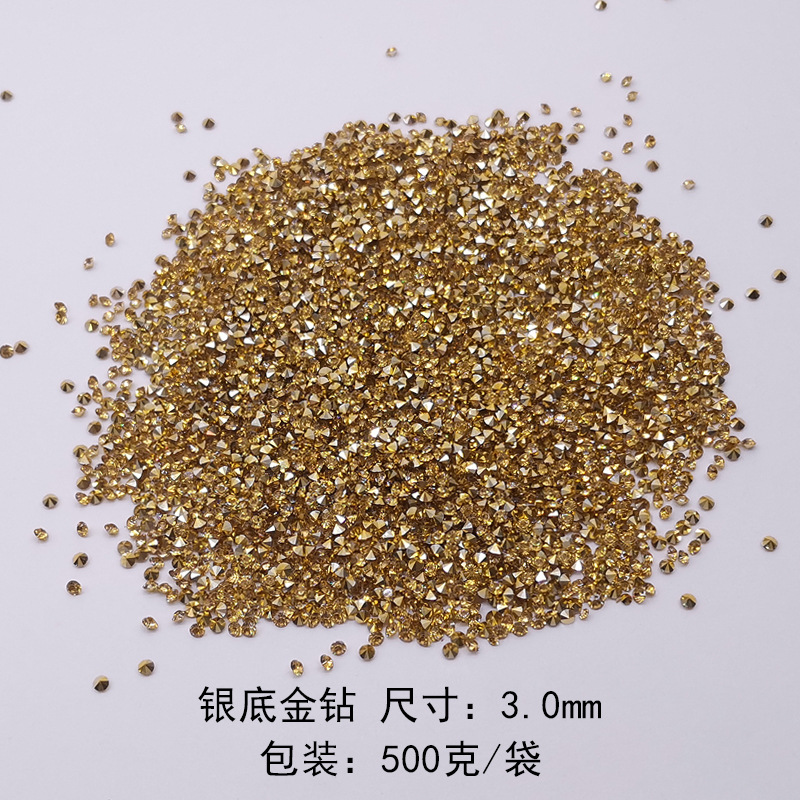 Base argentée 3 mm avec diamant doré, sachet de 500 g