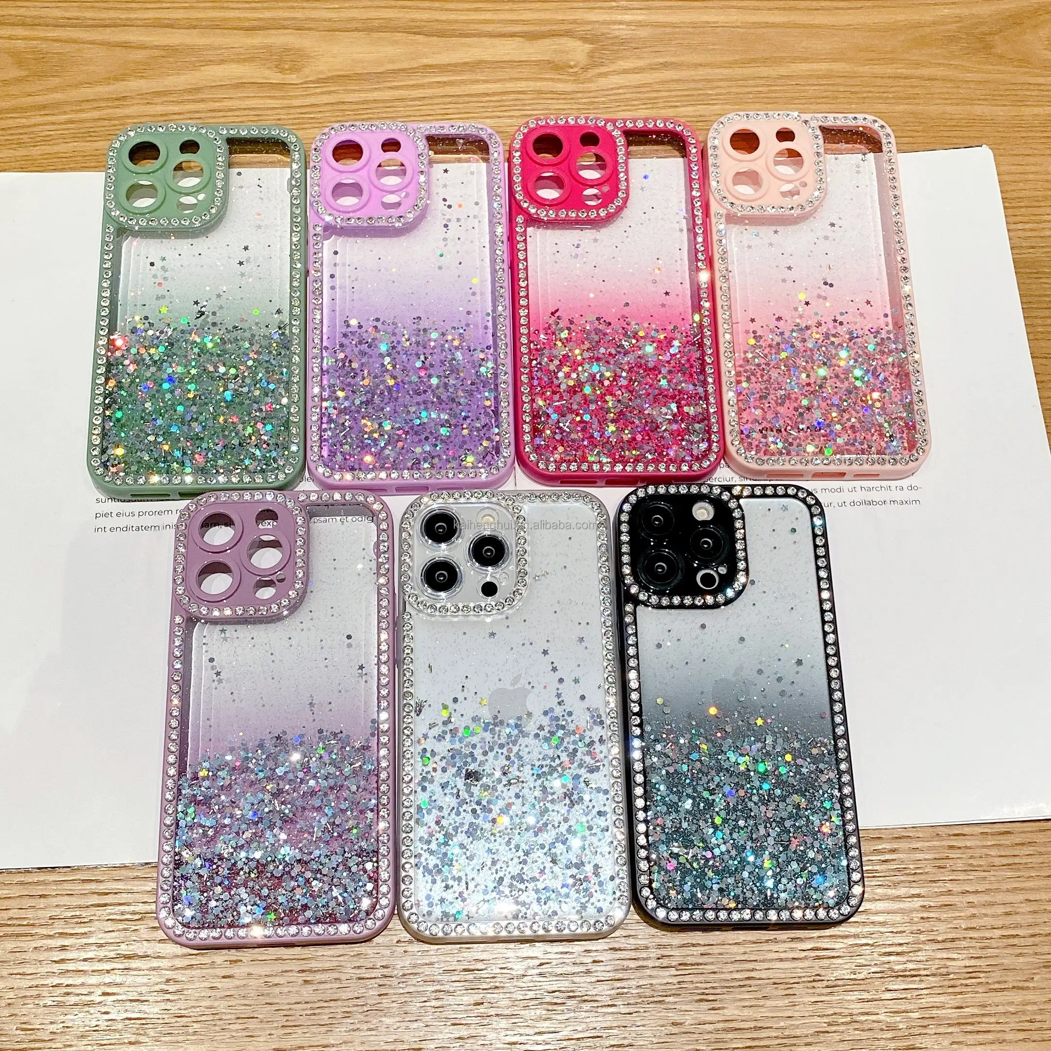 2023 NEW Luxury Glitter Bling Star หญิงสำหรับ Iphone14 13 12 Pro Max เงาโปร่งใสกันกระแทกโทรศัพท์มือถือกรณี