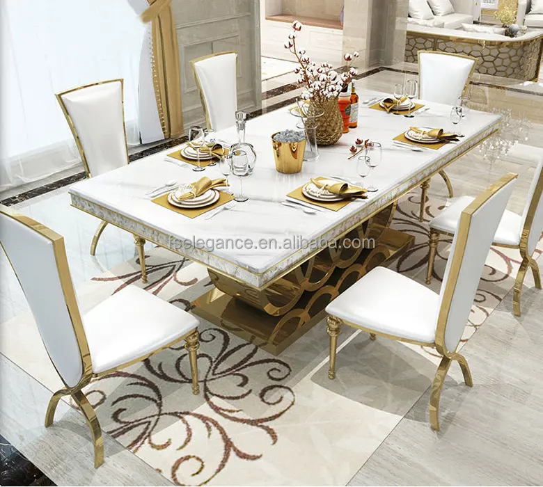 Morden design di Lusso top in marmo da pranzo 6 sedie tavolo set di mobili sala da pranzo tavolo e sedie per sala da pranzo