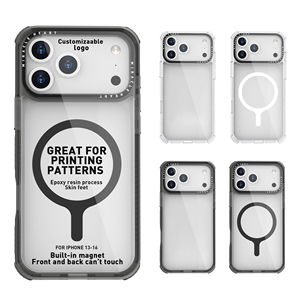 Özel lüks tasarımcı telefon IPhone için kılıf 14 15 16 17 Pro şeffaf manyetik darbeye telefon kapak ile halka kamera tutucu - Product Image 1