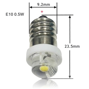 E10 0.5W 1W <strong>LED</strong> Flashlight Replacement Bulb Torches Work Light Lamp 60-100Lumen Pure White DC3V 4.5V 6V