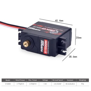 S1500M 15KG ingranaggi in metallo Servo digitale per 1/10 1/8 ad alta velocità RC auto barca Smart Robot RC modello accessori - Product Image 5