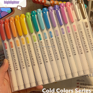15pcs Cold Color Dual <strong>Tip</strong> <strong>Highlighters</strong> Broad Fine <strong>Tips</strong> Dual Ended Fluorescent Marker Pen for Coloring &amp; Underlining - Product Image 1