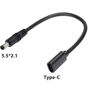 DC電源ケーブル0.25m 22AWG 3A USB C to 5521 55*21コンピュータ & カメラ用編組シールド付き高速充電 - Product Image 3
