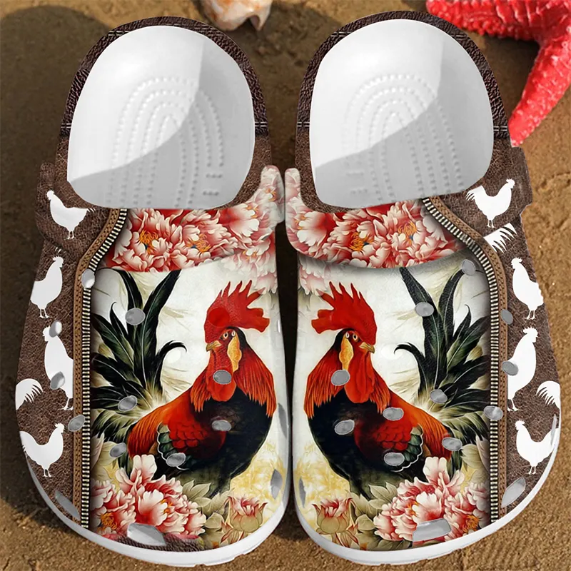 अनुकूलित सैंडल चप्पल व्यक्तिगत नई डिजाइन प्यारा चिकन उद्यान जूता चप्पल मोज़री के लिए महिलाओं के साथ कस्टम लोगो