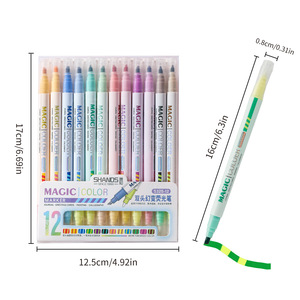 12色双端魔术彩绘涂鸦艺术荧光荧光笔，用于勾勒和备忘录 - Product Image 6