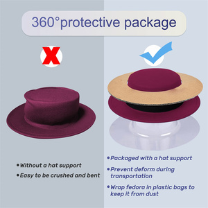 Hot bán hợp thời trang hai màu tone Len cảm thấy hat Flat Top rộng vành phụ nữ Fedora Hat - Product Image 6