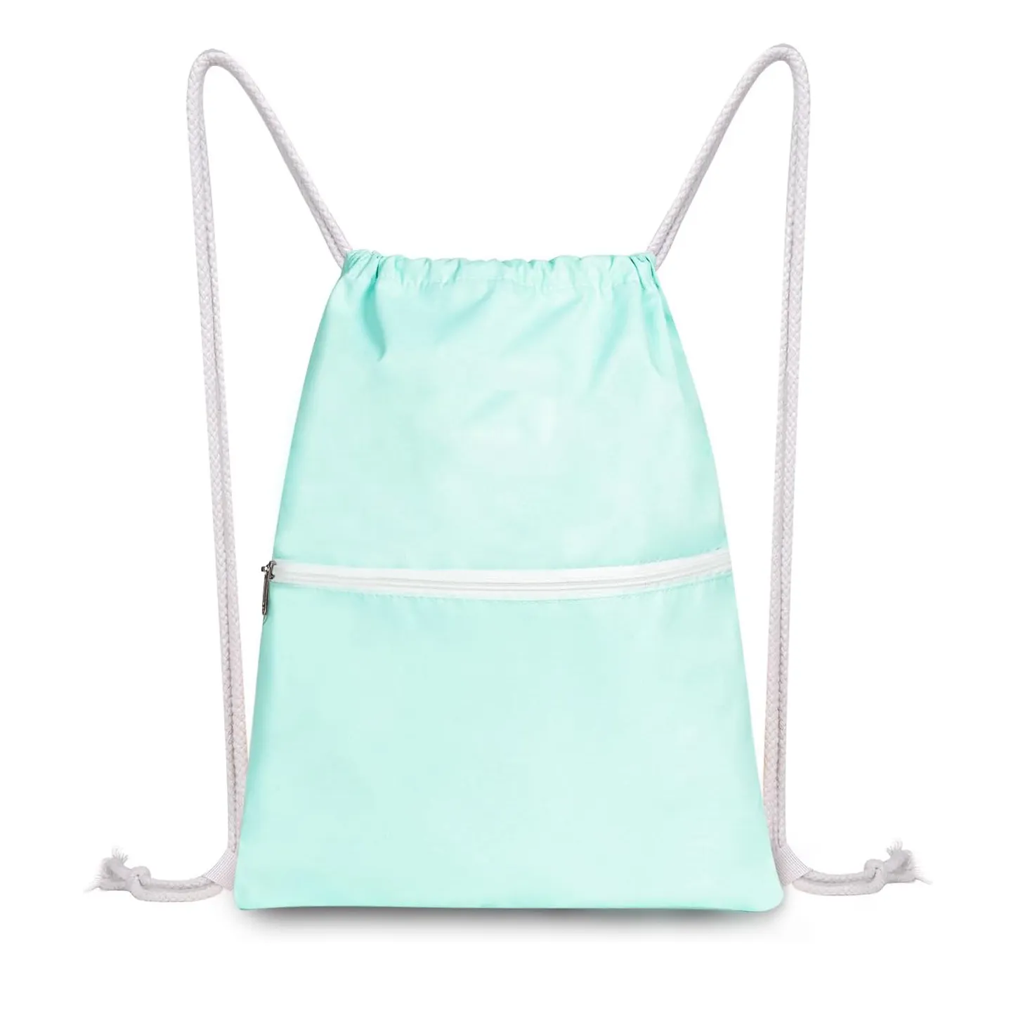 Zaino personalizzato per il nuoto in Nylon con cerniera impermeabile borsa con coulisse sportiva in poliestere verde