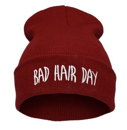 Wine red with white lettering