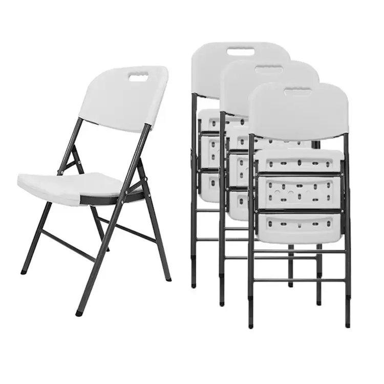 Silla plegable de plástico blanca para boda, asiento ligero apilable para fiesta de jardín, cafetería y restaurante