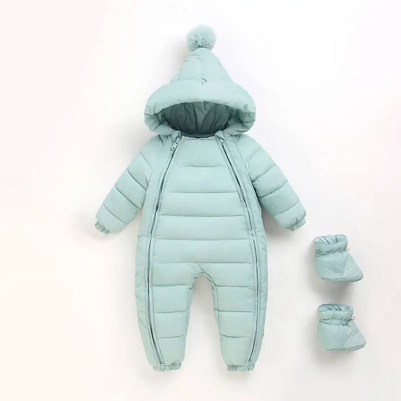 Ropa de invierno para bebé recién nacido, abrigo grueso, peleles para mantener el calor, con sombrero y zapatos