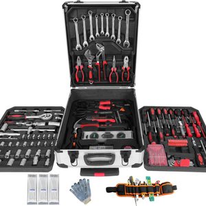 Aluminum Trolley Case Tool Set Silver Household Hand Tool <strong>Kit</strong> Case Complete Household Tool <strong>Kit</strong> for DIY Projects Gift - Product Image 1