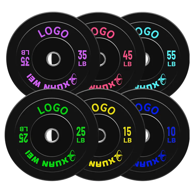 Wholesale Custom Logo Gym Competition Barbell Rubber Cover Weight Lifting Set Rubber Weight Plates