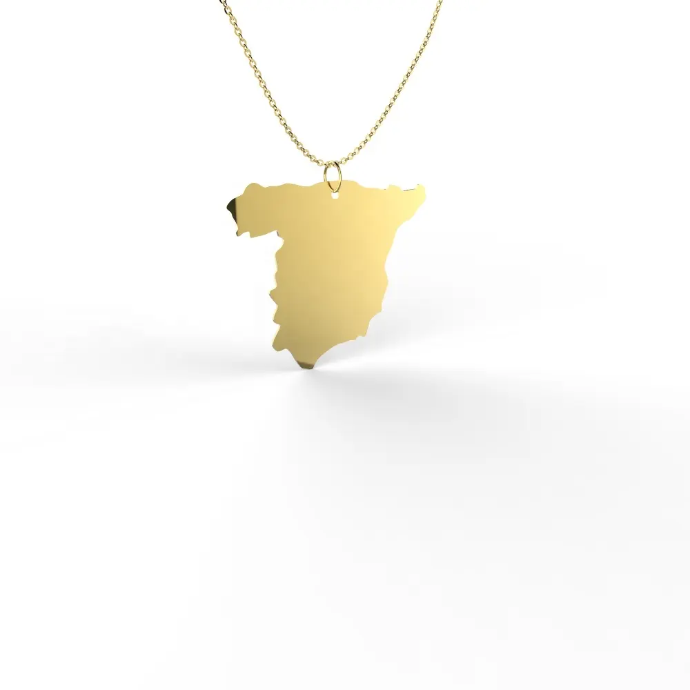 Colar com pingente de Espanha banhado a ouro 18K, colar minimalista em aço inoxidável com mapa da Espanha, joia com mapa da Espanha