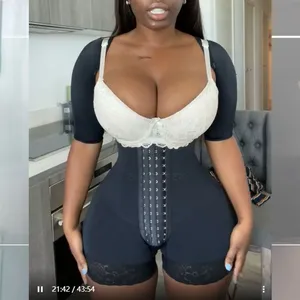Women Shapewear Fajas Colombianas Highly Compressed Shaped <strong>up</strong> Adjustable Shapewear Tummy With Hook Eyes Seamless <strong>Open</strong>-Chest - Product Image 5