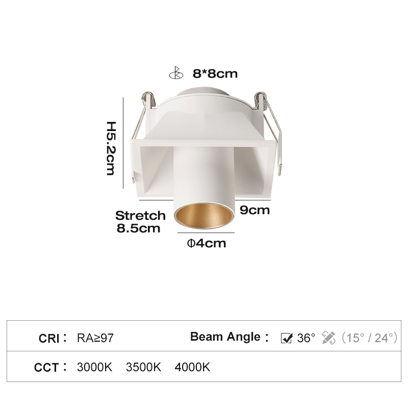 BQ52A/D90*H52mm 36 ° Blanc