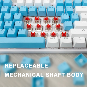 コンピューター有線USB青白ホットプラグメカニカル赤軸キーボードLEDカラーバックライト人間工学に基づいたデザインゲームキーボード - Product Image 4