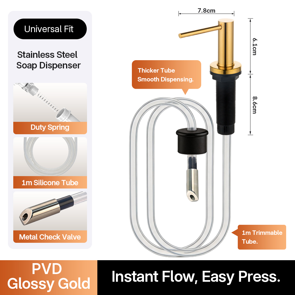 Pompe distributrice PVD or brillant avec kit de tube d'extension