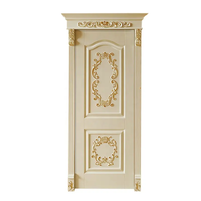 Stile europeo colonna romana testa porta di lusso fantasia interna in legno di colore bianco legno in legno massello intaglio porta interna