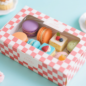 Hot bán đơn giản vuông UV lớp phủ dập nổi cửa sổ Hộp quà tặng cho món tráng miệng Macaron Puff basque bánh ăn vặt đường Bốn cửa sổ - Product Image 3