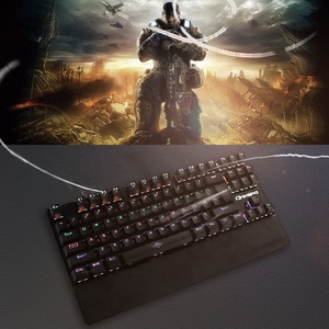 Hoya-teclas reemplazables personalizadas Rgb con luz Led retroiluminada, juego de teclados mecánicos con cable ergonómico, 87 teclas, con reposamanos