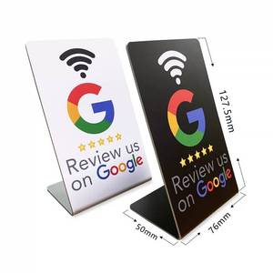 Acrylic Black NFC Social Media Card PVC Display Mini RFID Tag Reviews QR <strong>Code</strong> Table Stand for Google Payment Hotel Plastic - Product Image 3