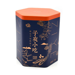 用于抹茶存储的定制金属锡板罐小茶盒，带用于蜡烛工艺贴纸的六角形设计 - Product Image 1