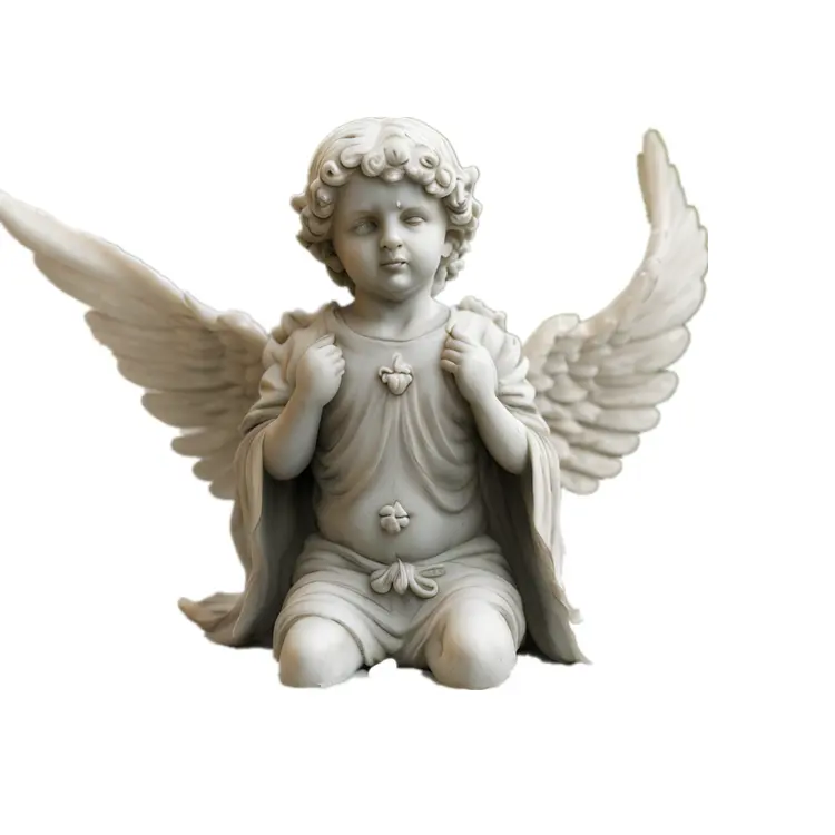 Resina marfil blanco bebé niño Ángel estatua escultura