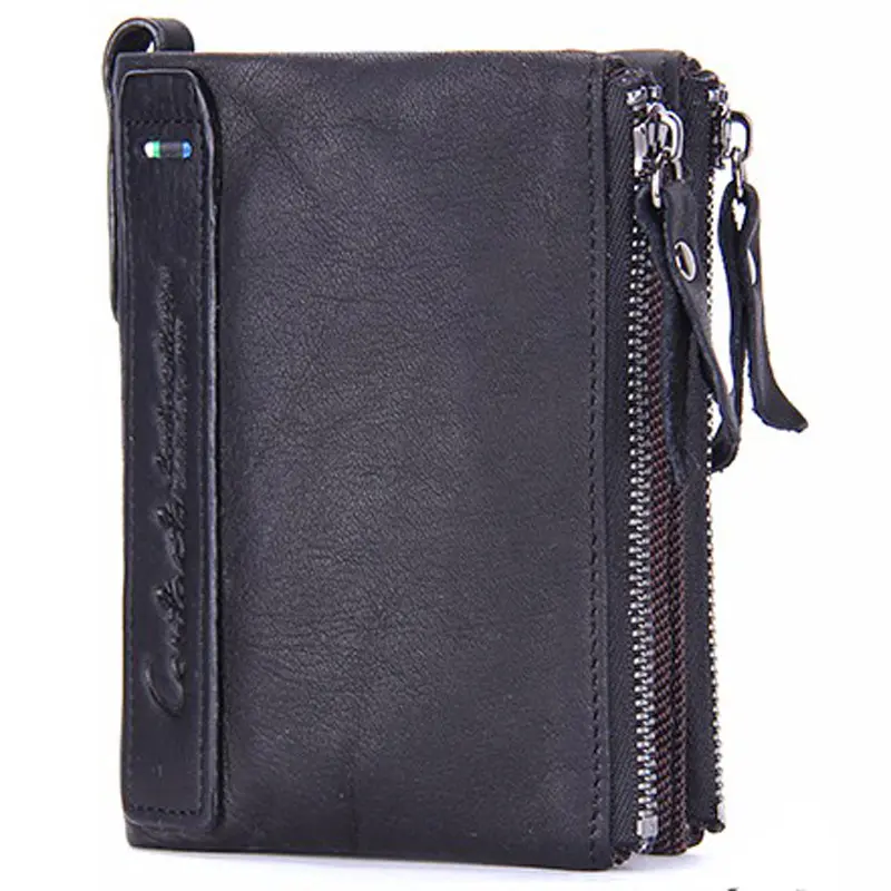 럭셔리 패션 정품 가죽 여권 도난 방지 RFID 다기능 버클 지갑 가방 남성과 여성