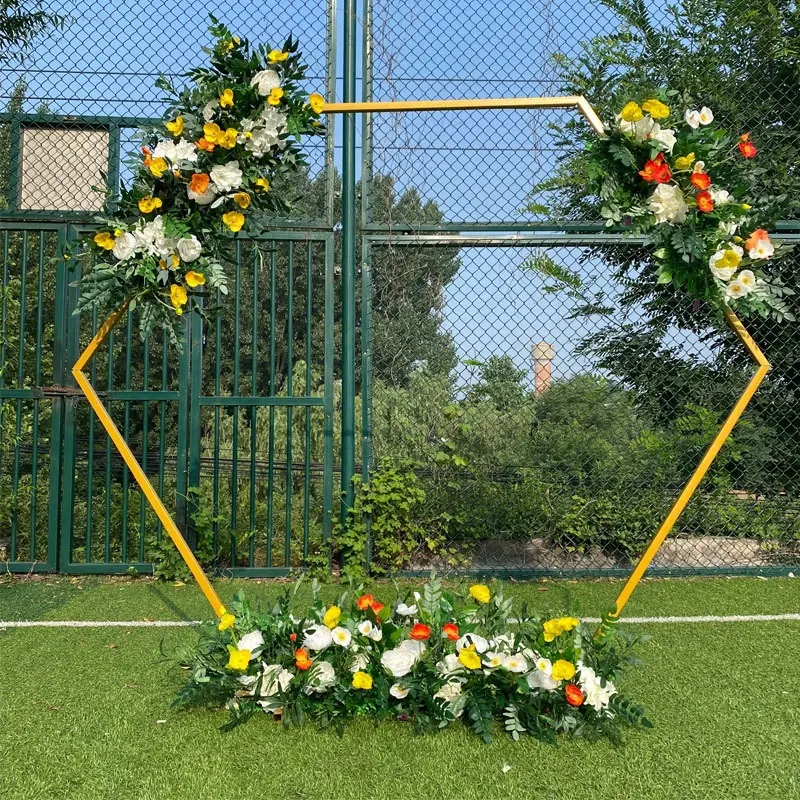 Arco de Metal hexagonal para decoración de flores, arco de fondo para decoración de bodas y fiestas