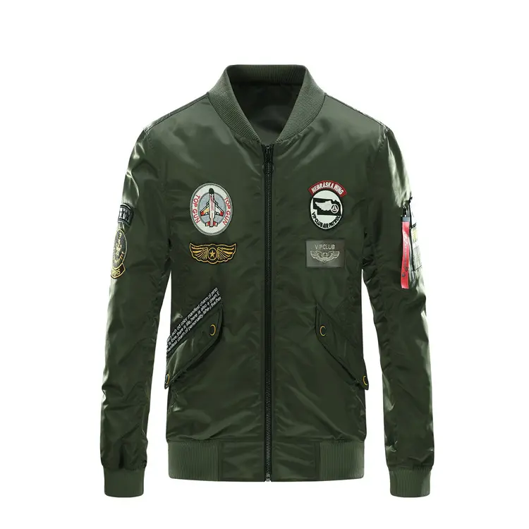 fashion custom men's Outdoor army green bombing suit jacket printed jackets for men