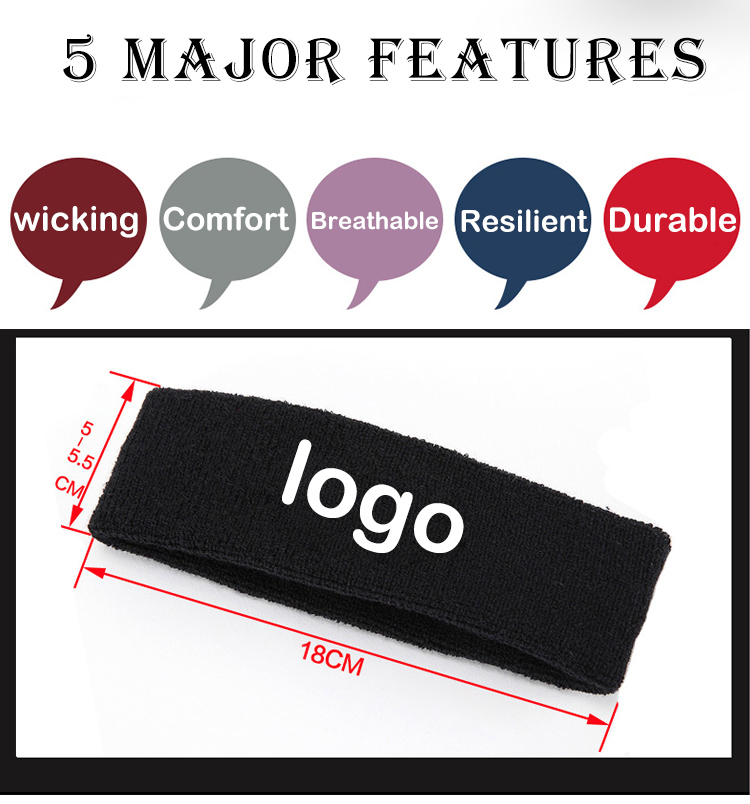 NATUDON 2022 Custom Logo Tennis Badminton Beauty Gym Head Sweat Band Sport Yoga Headbands