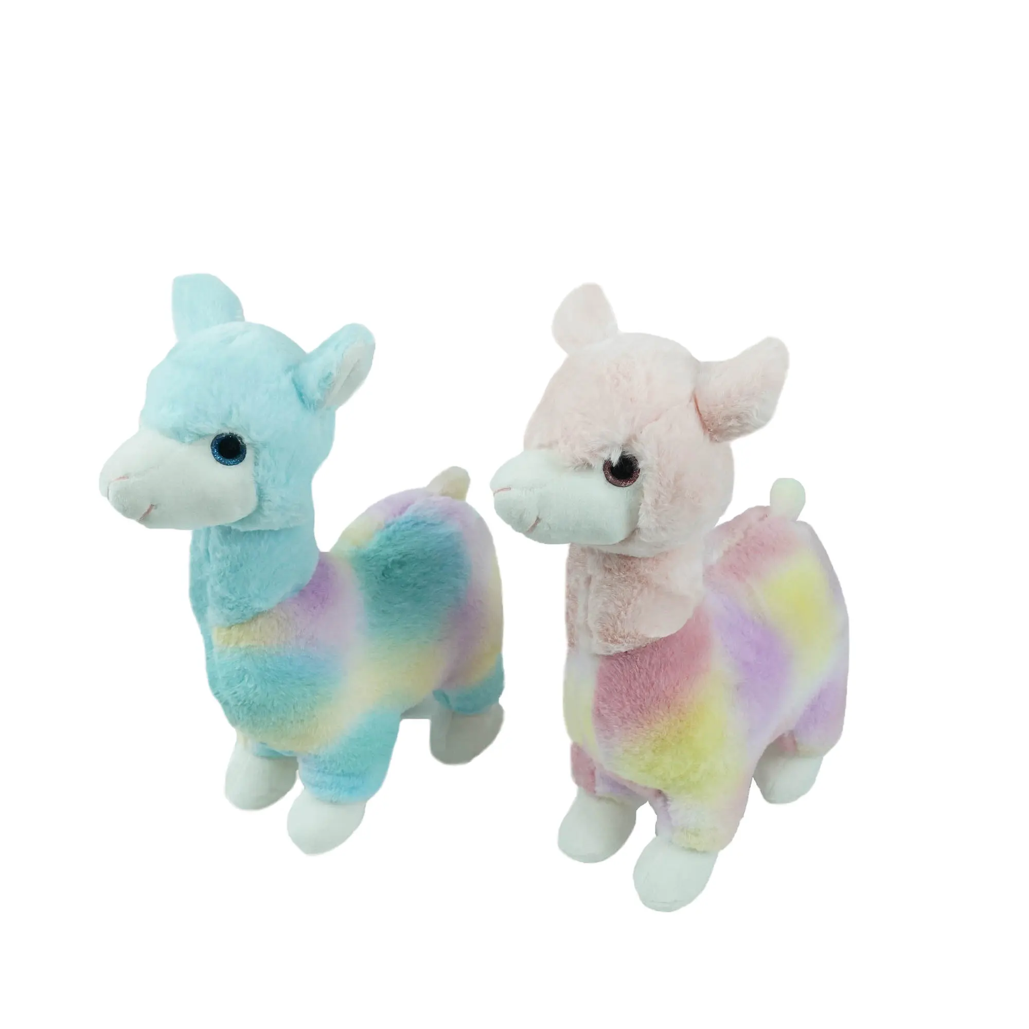 Marca personalizada logotipo moda bonito mini colorido arco-íris alpaca animal de pelúcia ovelha brinquedo