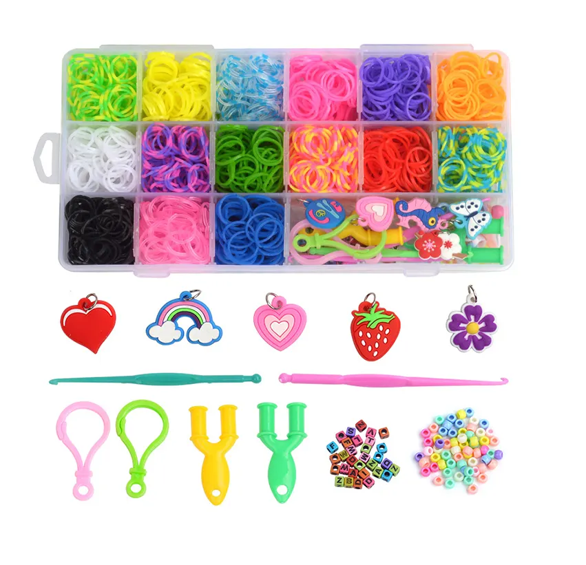 Kit de repuesto de bandas de goma Multicolor para manualidades, Kit educativo, bandas de goma para fabricación de pulseras para niños, gran oferta, venta al por mayor