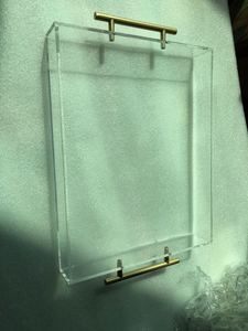 自定义尺寸标识清晰矩形压克力托盘黄金处理 - Product Image 5