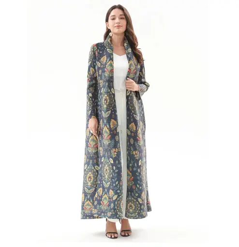 OEM/Personnalisation abaya Tianpei Dubai Turquie abaya plissée avant ouvert col rabattu musulman arabe modeste femmes abaya