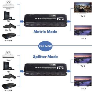 Conmutador HDMI Matrix 4K 4x2 4 en 2 Out HDMI2.0b, divisor + Salida de Audio óptica y L/R, EDID con control remoto - Product Image 2