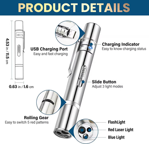 Laserpointer mit 5 einstellbaren Mustern USB-Auflade laser Long Range 3 Modi Training Chaser Interaktives Katzen hunde lasers pielzeug