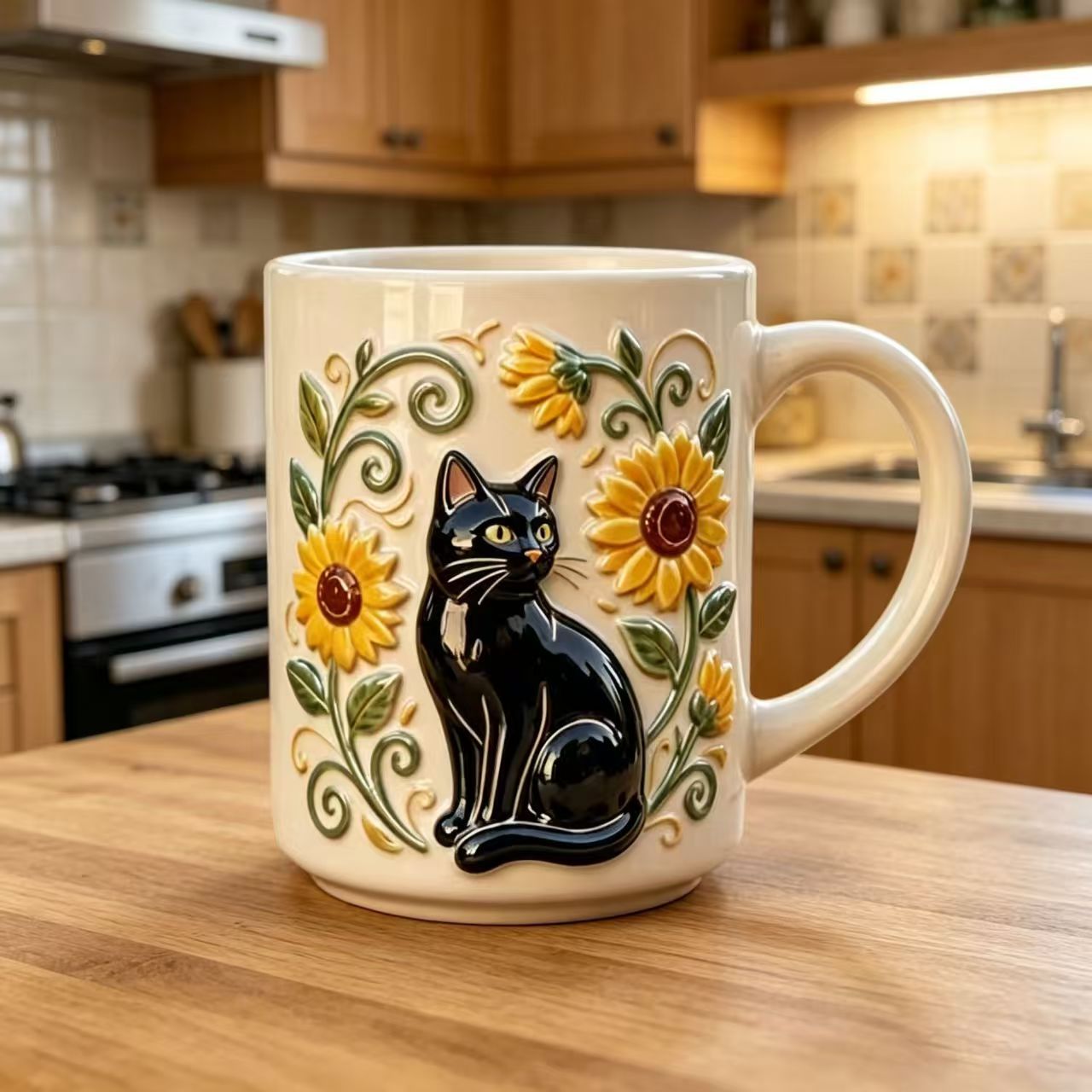 Tazza per gatti con fiori di gatto da 15 once