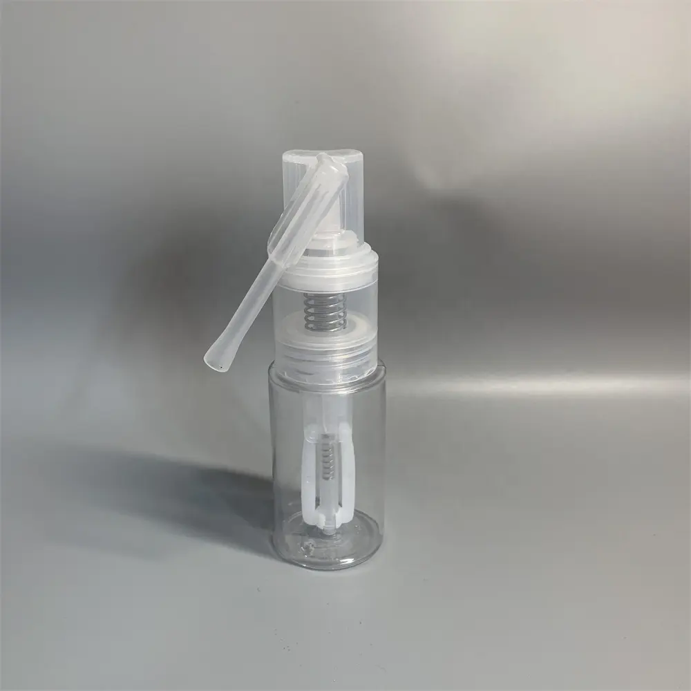 Botella de plástico con boquilla de bloqueo, pulverizador en polvo para salón de peluquería, 35ml