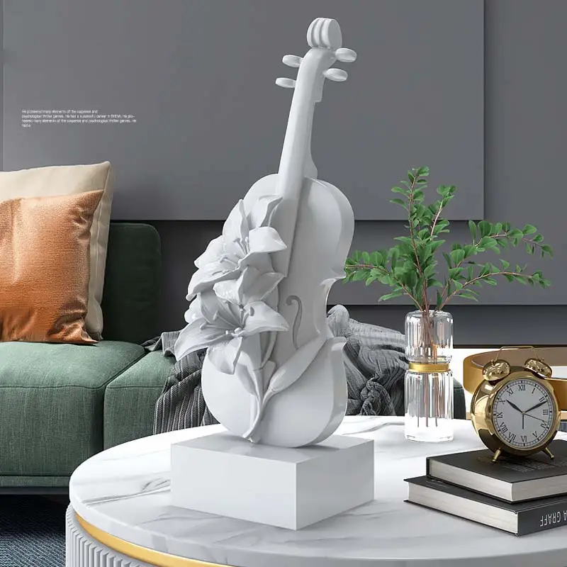 Esculturas de violín creativas para sala de estar, adornos artesanales de resina, modelo de violín para decoraciones para el hogar, envío directo