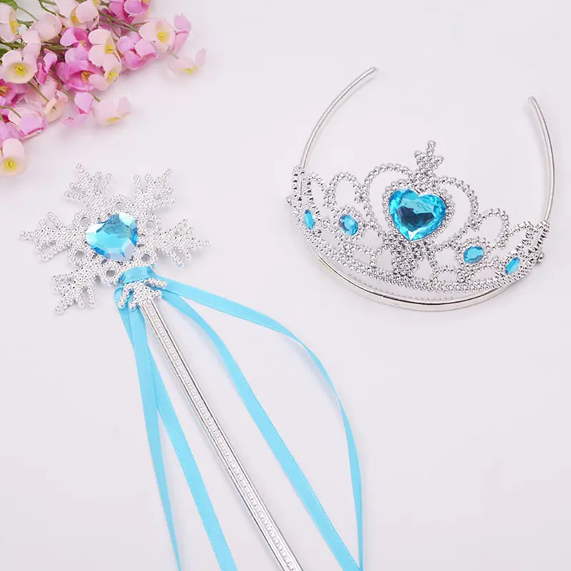 En gros mignon flocon de neige couleur bonbon fantaisie bébé filles couronne baguette magique accessoires bandeau