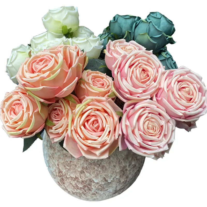 Ramo de rosas artificiales, ramo de rosas artificiales para decoración del hogar