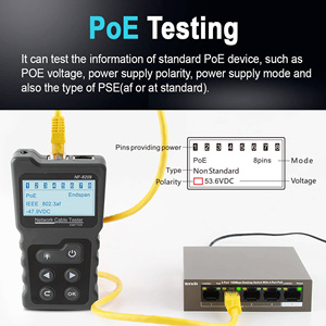 NF-8209 Wire Tracker Tester per cavi di rete test di continuità misurazione della lunghezza scansione del cavo porta di test POE Flash - Product Image 3