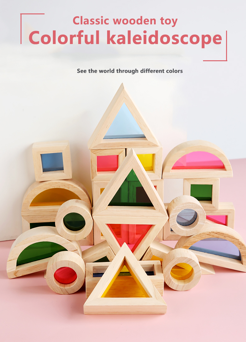 Creative Colorful Kaleidoscope Assemble Building Blocks Children Educational Shape Color Cognitive Toy